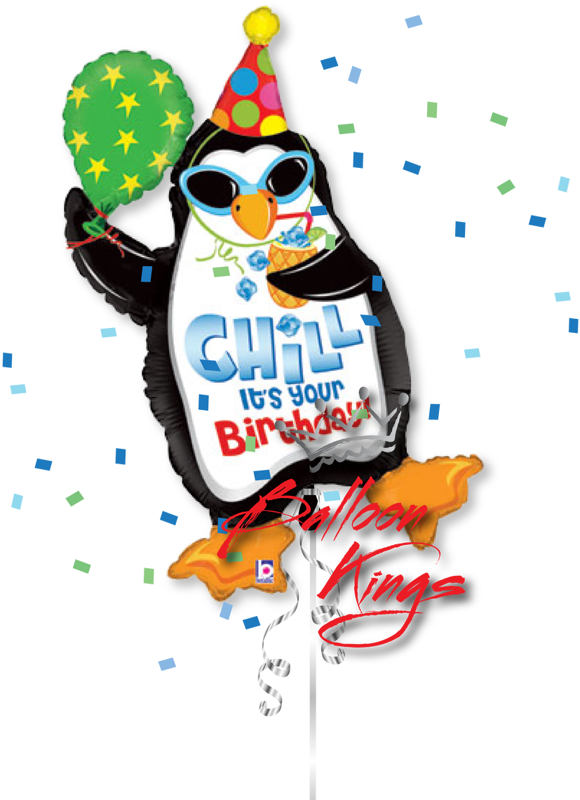 Party Penguin - Chill It's Your Birthday Penguin 100cm Balloon Mylar (1280x1280)