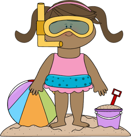 Images Of A Beach - Girl At The Beach Clip Art (426x445)