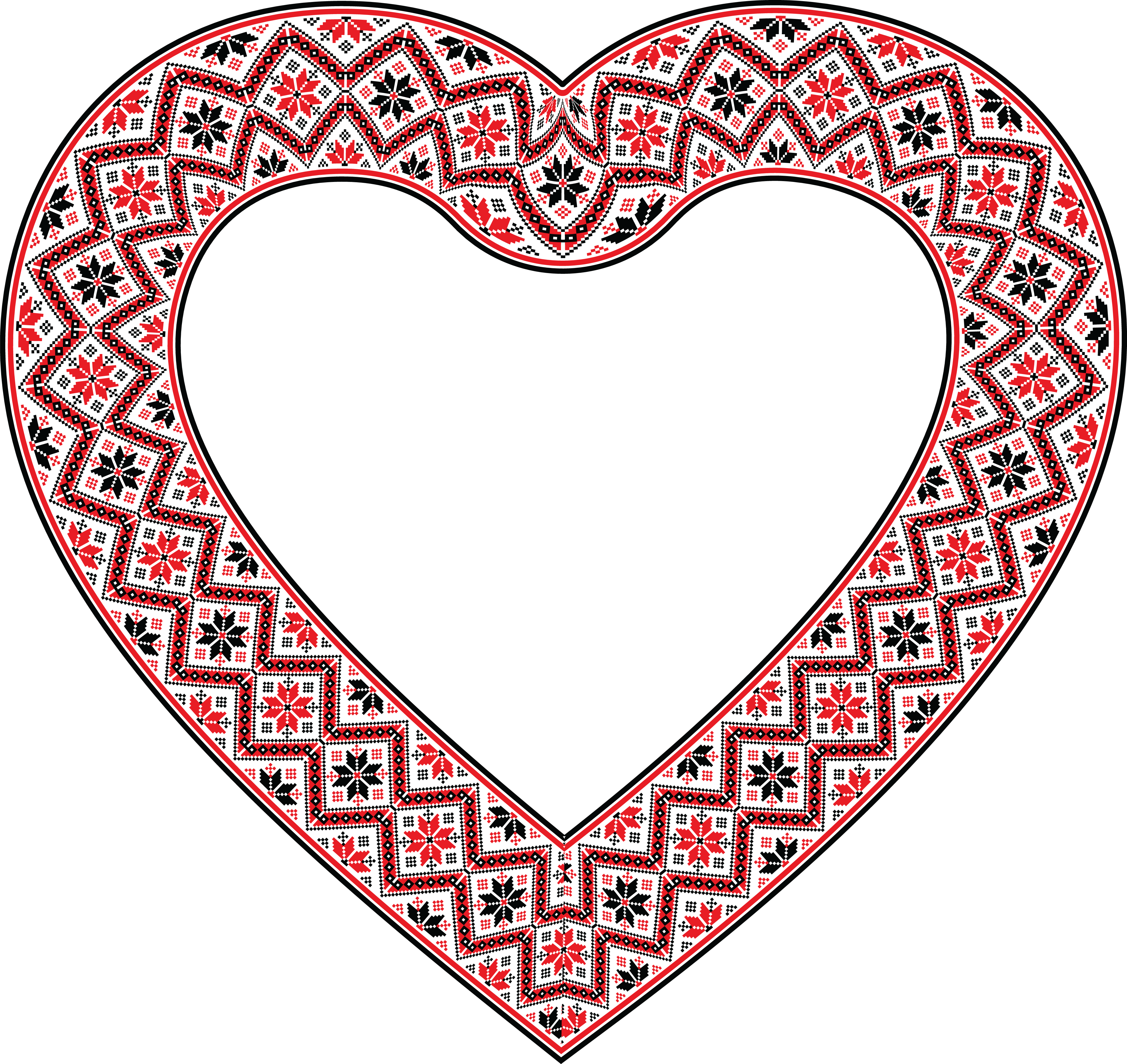 Free Clipart Of A Patterned Embroidery Heart Frame - Ornate Heart Png (4000x3772)