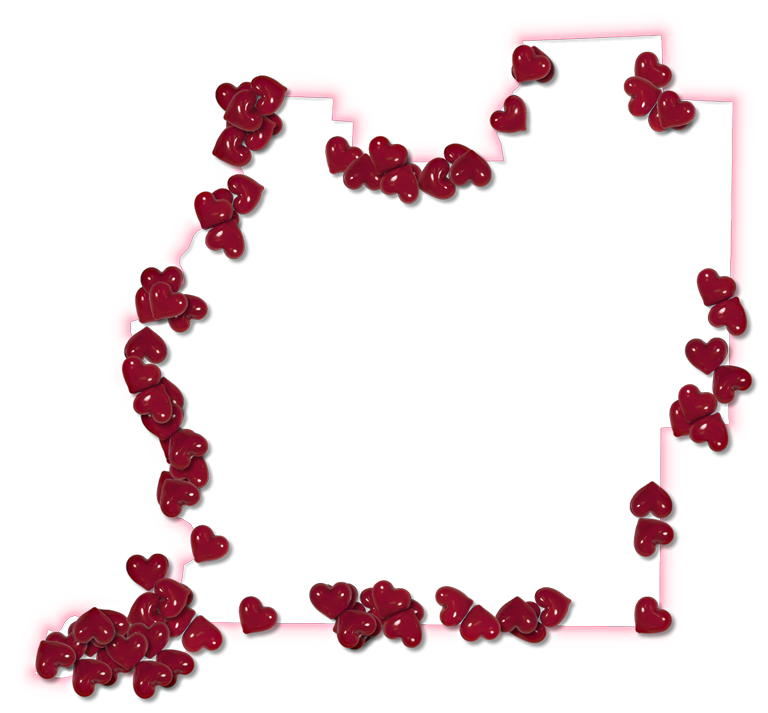 A Map Of Washington With A Pink Glow Outline And Randomly - Floral Design (768x713)