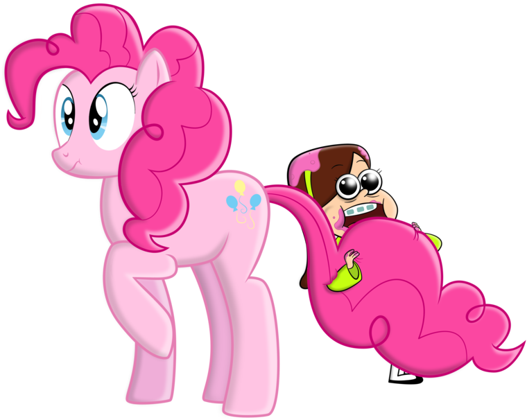 Mabel Chewing Pinkie's Tail By Thatmexicanuzer - Chewing (900x713)