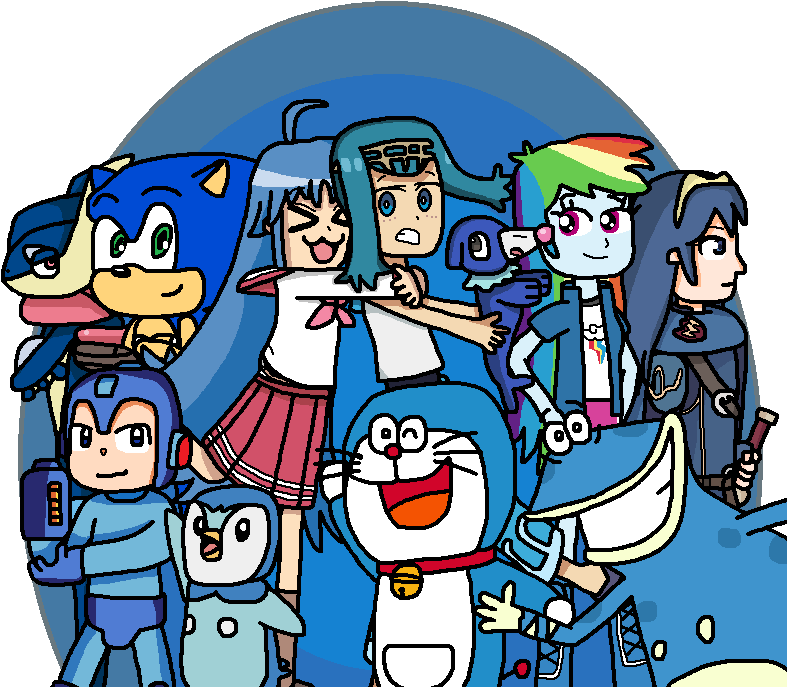 Mighty355, Blue, Crossover, Doraemon, Equestria Girls, - Cartoon (800x715)
