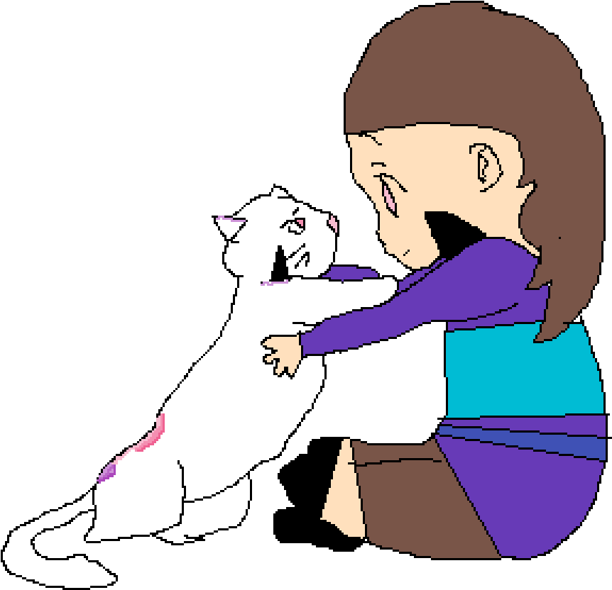 My Oc Hugging My Cat Oc - Illustration (1050x1050)