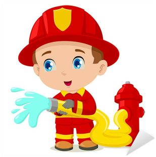 Vinilo Pixerstick Ilustración De Dibujos Animados De - Imagenes De Bomberos Animados (400x400)
