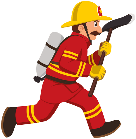 El Bombero Se Ejecuta Con El Hacha - Firefighter Cartoon Png (1024x1024)