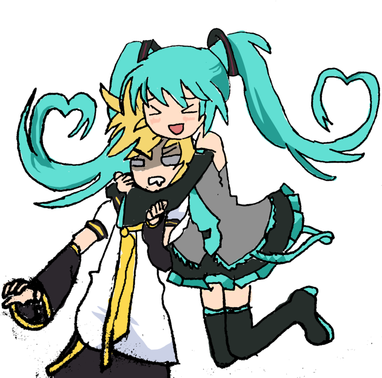 Miku And Len By Cyberlaserlugia - Cartoon (774x1032)