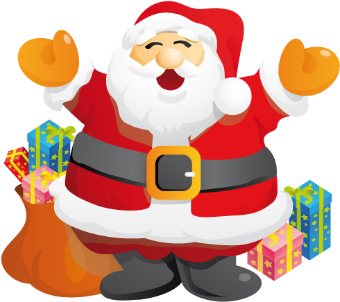 Free Happy Santa Claus Clip Art - Tarjeta De Para Imprimir (512x477)