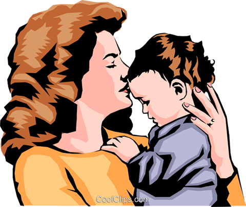 Mother With Child Royalty Free Vector Clip Art Illustration - Animated Pictures Of Mother And Son (480x405)