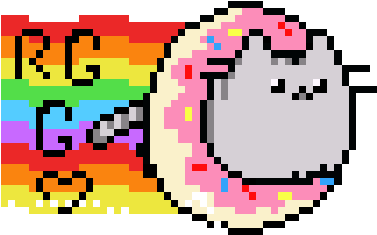 Nyan Pusheen Donut Cat - Pixel Art A Pusheen (530x350)