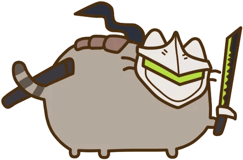 “pusheen Overwatch” Stickers Set For Telegram - Cat Genji (512x512)