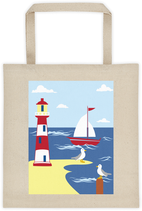 Lighthouse Seaside Scene 2400px Mockup Natural Original - Personalisierter Geburts-datums-leuchtturm U. Kinderwagendecke (1000x1000)