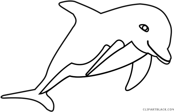 Dolphin Outline Animal Free Black White Clipart Images - Delfín Omalovánky (700x455)