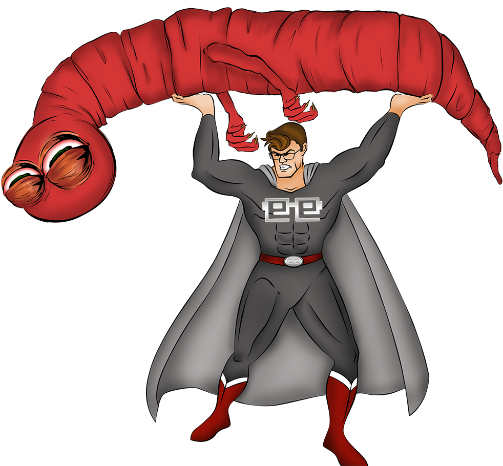 Super Geek Vs Worm - Malware (1020x1320)