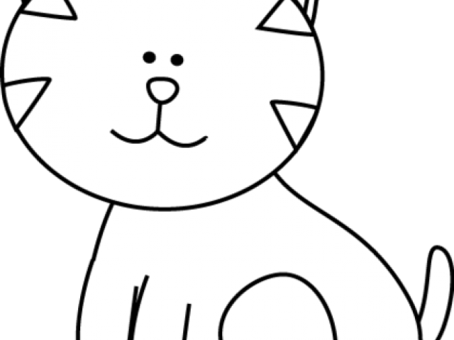Kitten Clipart Black And White - Cat Clip Art B&w (640x480)