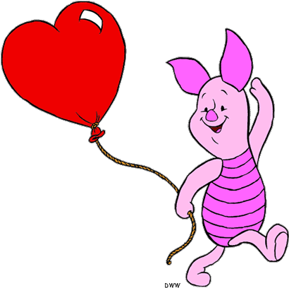 Valentine's Day Clipart Heart Cartoon - Piglet From Winnie The Pooh (416x414)
