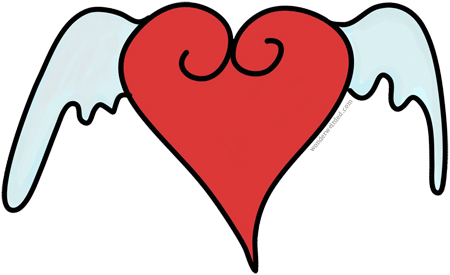 Winged Heart Clipart, Echo's Winged Hears Free Heart - Clip Art (450x275)