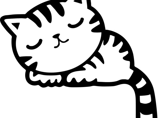 Kitten Clipart Sleeping - Sleeping Cat Drawing Clipart (640x480)