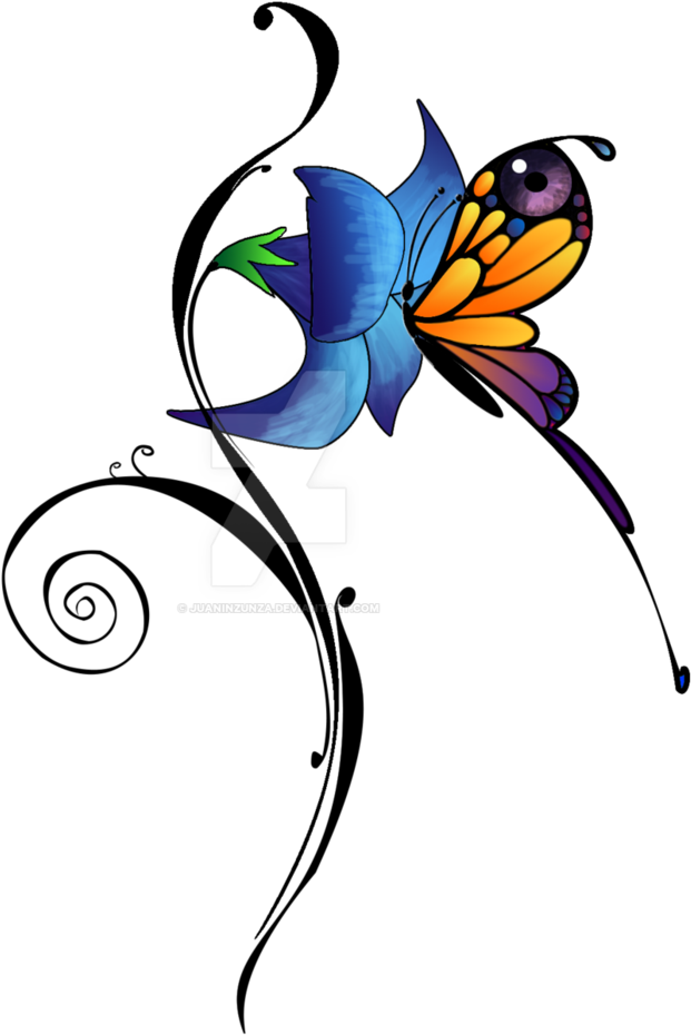 Flor Y Mariposa - Tatuaje Mariposa Png (795x1004)