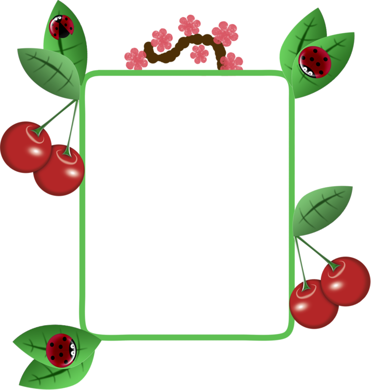 Cherry Picture Frame Fruit Clip Art - Cherry Frame Cartoon (761x800)
