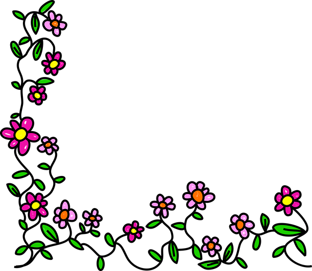 Flowers Frame Cartoon Png (640x556)