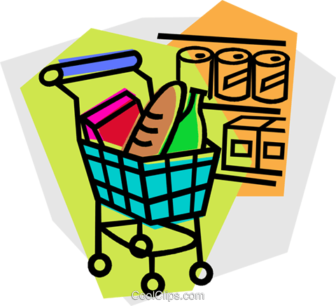 Grocery Cart Royalty Free Vector Clip Art Illustration - Clip Art (480x437)