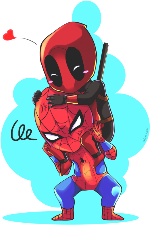 Deadpool And Spidey By Chichiriyuki - Spiderman And Deadpool Fan Art (800x960)