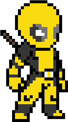 Golden-deadpool - Spiderman Pixel Art (310x440)