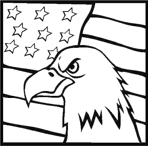 American Eagle And Us Flag Celebrating Veterans Day - Eagle And Flag Coloring Page (600x613)