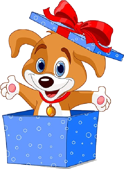 Gift Shop - Puppy Coming Out Of Box (600x600)