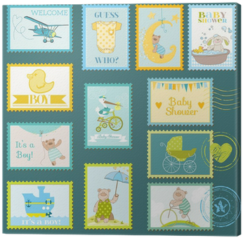 Cuadro En Lienzo Baby Shower O Llegada Sellos - Postage Stamp (400x400)