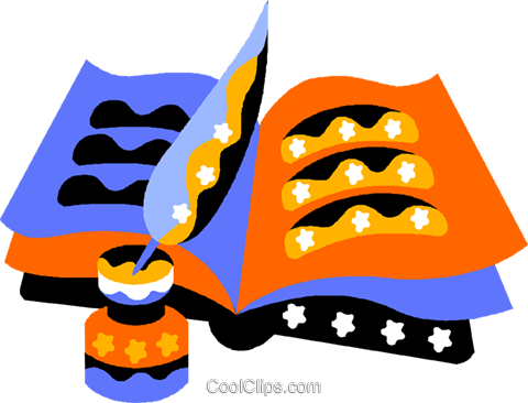Book, Pen Royalty Free Vector Clip Art Illustration - Book, Pen Royalty Free Vector Clip Art Illustration (480x366)