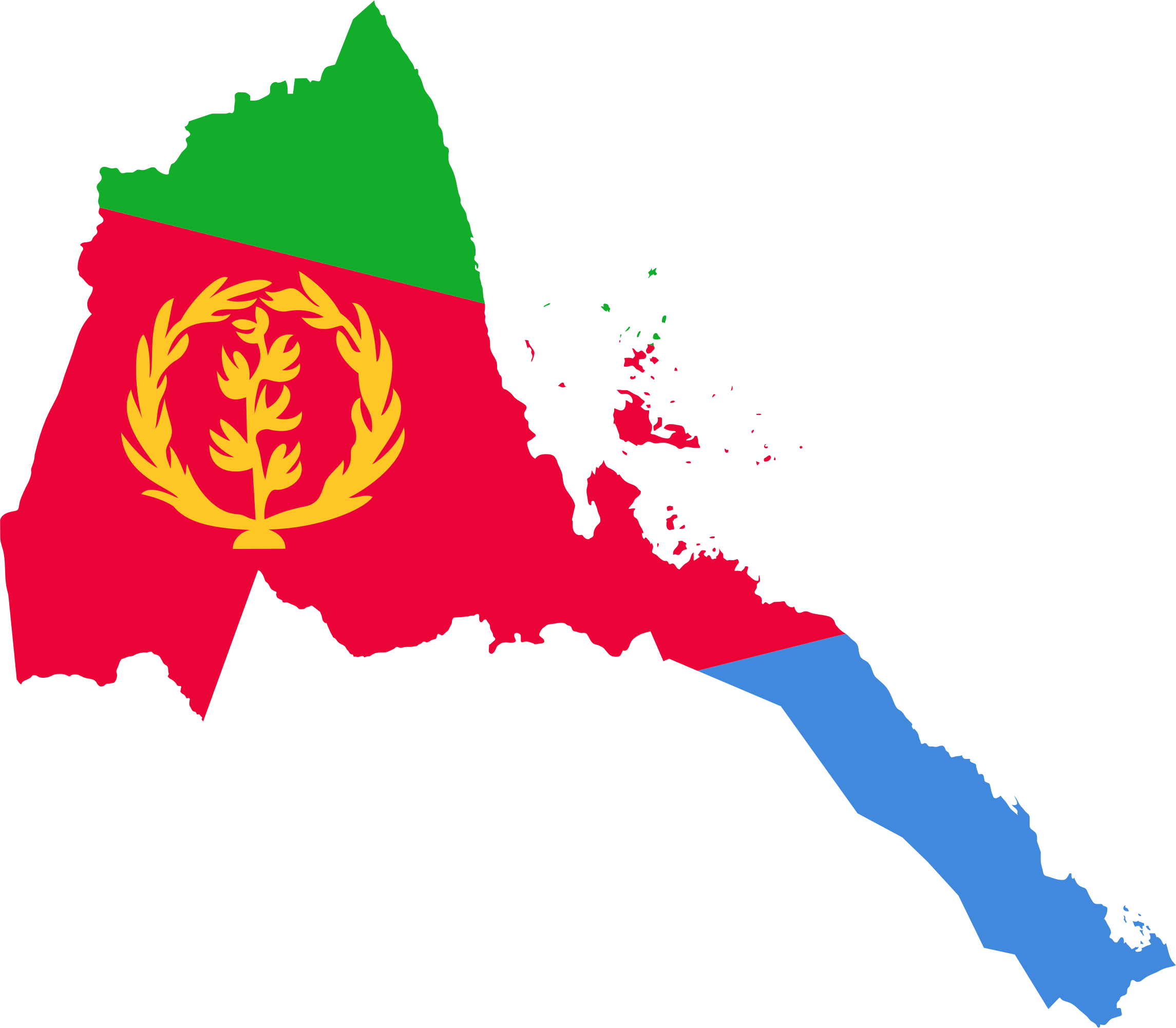 Fresh Eritrian Flag With Eritrea Map - Eritrea Flag And Map (2290x2002)
