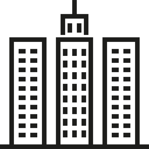 Skyscrapper Free Icon - Office Building Clipart Black And White (512x512)