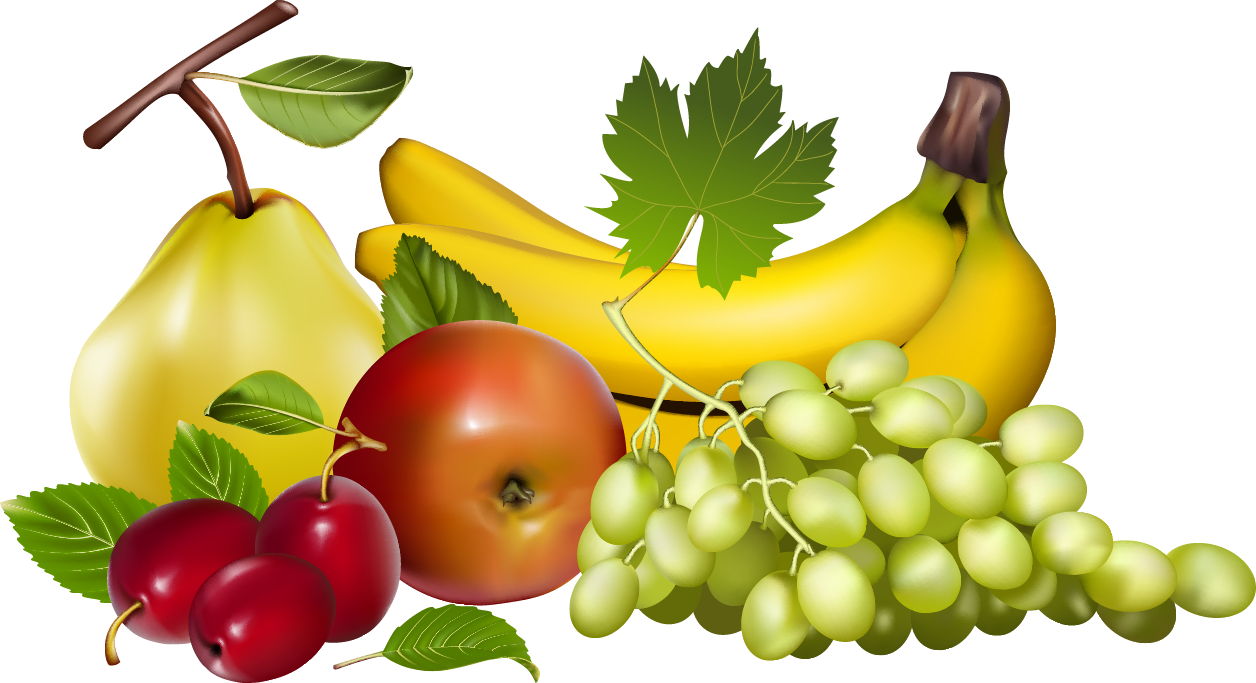 Fruit Basket Clip Art - Fruits Vector Png (1256x683)