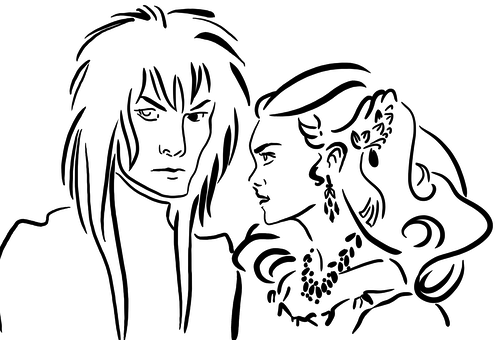 Masquerade Gala Ball David Bowie King 80s - Line Art (502x340)