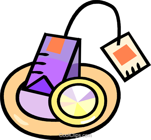 Tea Bag On A Plate Royalty Free Vector Clip Art - Tea Bag On A Plate Royalty Free Vector Clip Art (480x445)