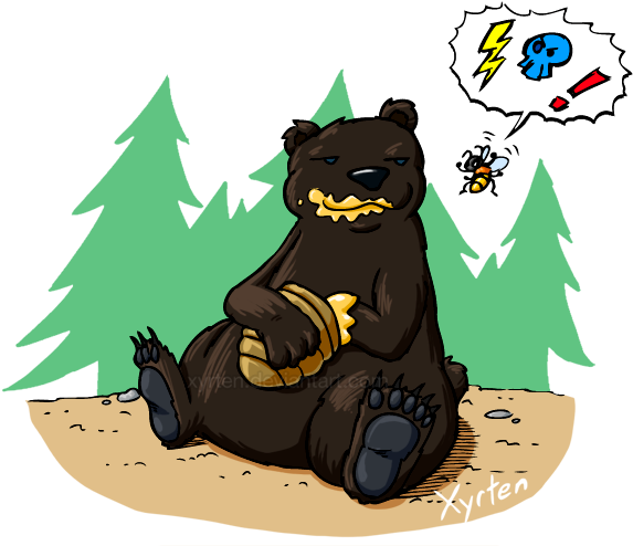 Honey Thief By Xyrten - Cartoon (591x505)