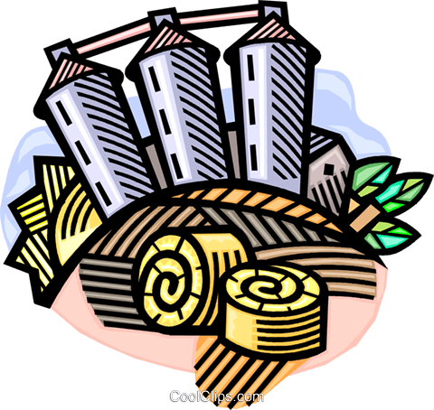 Agricultural Harvest With Grain Elevators Royalty Free - Agricultural Harvest With Grain Elevators Royalty Free (480x454)