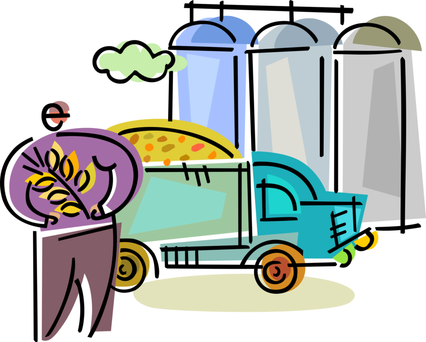 Vector Illustration Of Farmer With Cereal Wheat Delivers - Vector Illustration Of Farmer With Cereal Wheat Delivers (871x700)