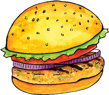 Garden Vegetable Fresh, Skinless Salmon, An Array Of - Salmon Burger Clipart (360x360)