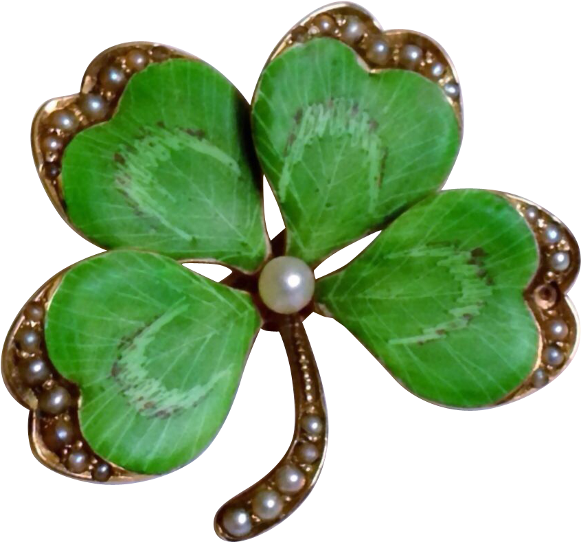 Circa 1900, Four Leaf Clover Or Shamrock In 14k Yellow - Shamrock (845x845)