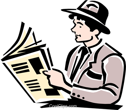 Man Reading Paper Royalty Free Vector Clip Art Illustration - News Paper Clip Art (480x418)