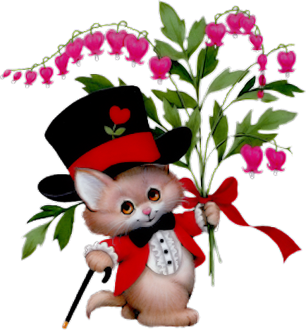 Animais Fofos Da Ruth Morehead - Анимашки Зверей С Цветами (434x468)