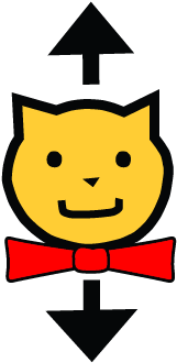 A Cartoon Cat Head With A Bow-tie And With Up And Down - Nodding Yes Clipart (348x348)