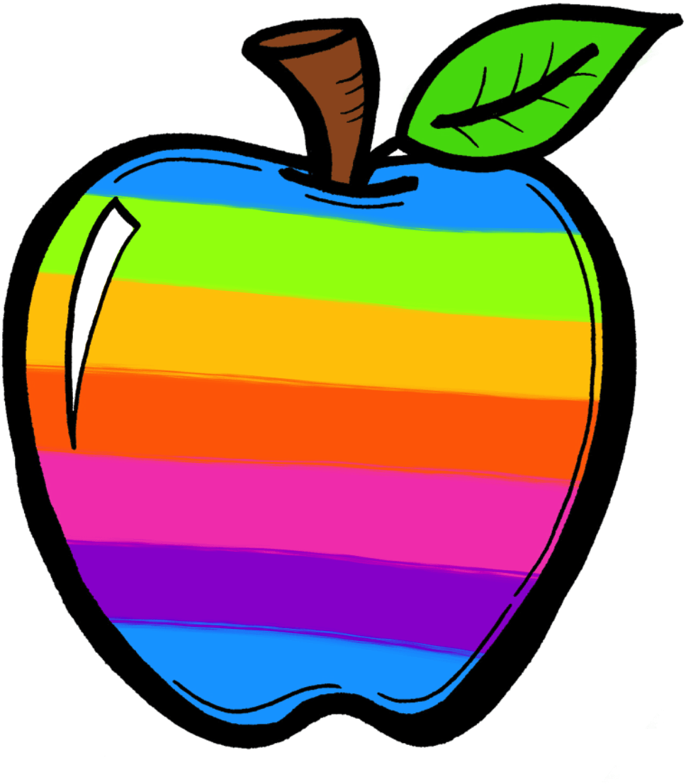 Crayon Clip Art Black And White Free Clipart Image - Rainbow Apple (1133x1333)