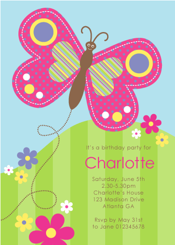Free Printable Butterfly Invitations - Free Printable Butterfly Birthday Invitations (523x528)