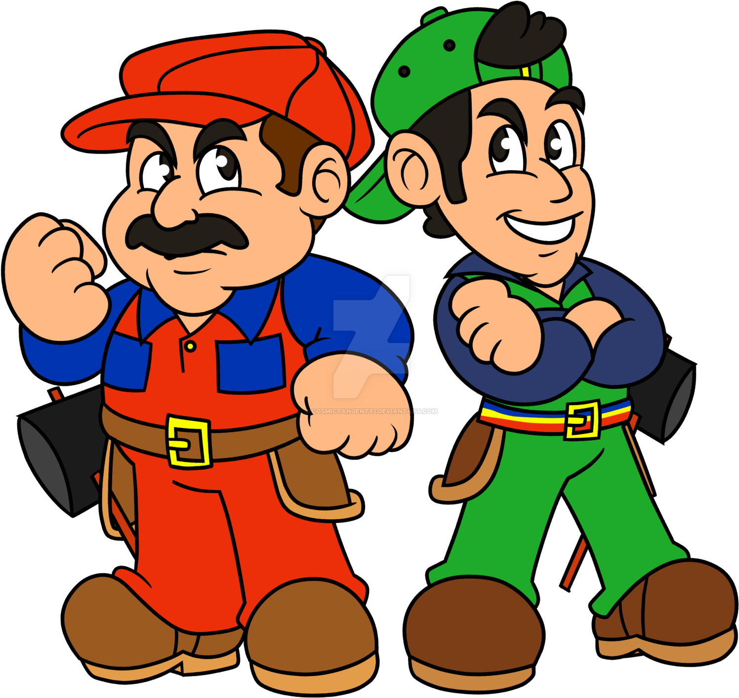 The Mario Brothers By Cosmictangent92 On Deviantart - Drawing (1600x1518)