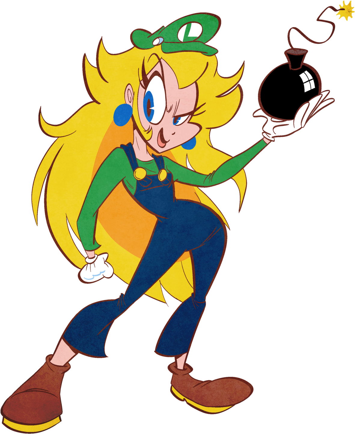 Peach In Luigi's Clothes - Peach In Luigi Clothes (1280x1483)