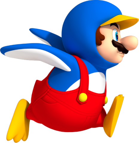 When Mario, Luigi Or One Of Their Toad Friends Dons - Mario Penguin Suit (465x480)