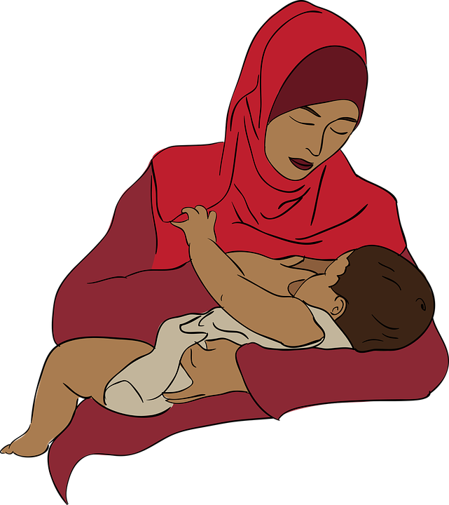 Milk Clipart Mother's - Breast Feeding Mother Cartoon (641x720)